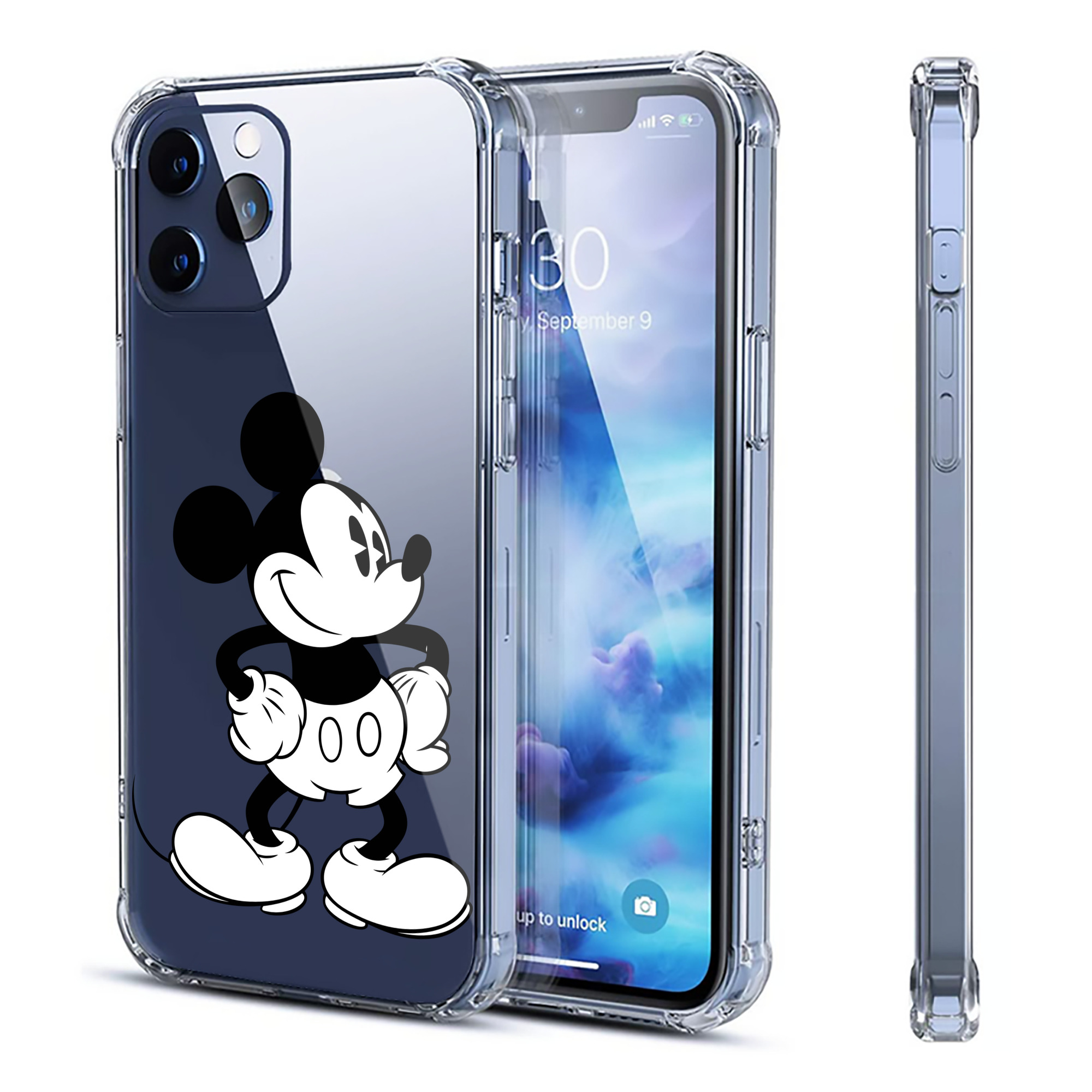 （画像用） ミッキーマウス Mickey Mouse 【iPhone 12シリーズ対応】透明スマホケース（クリアソフトケース）